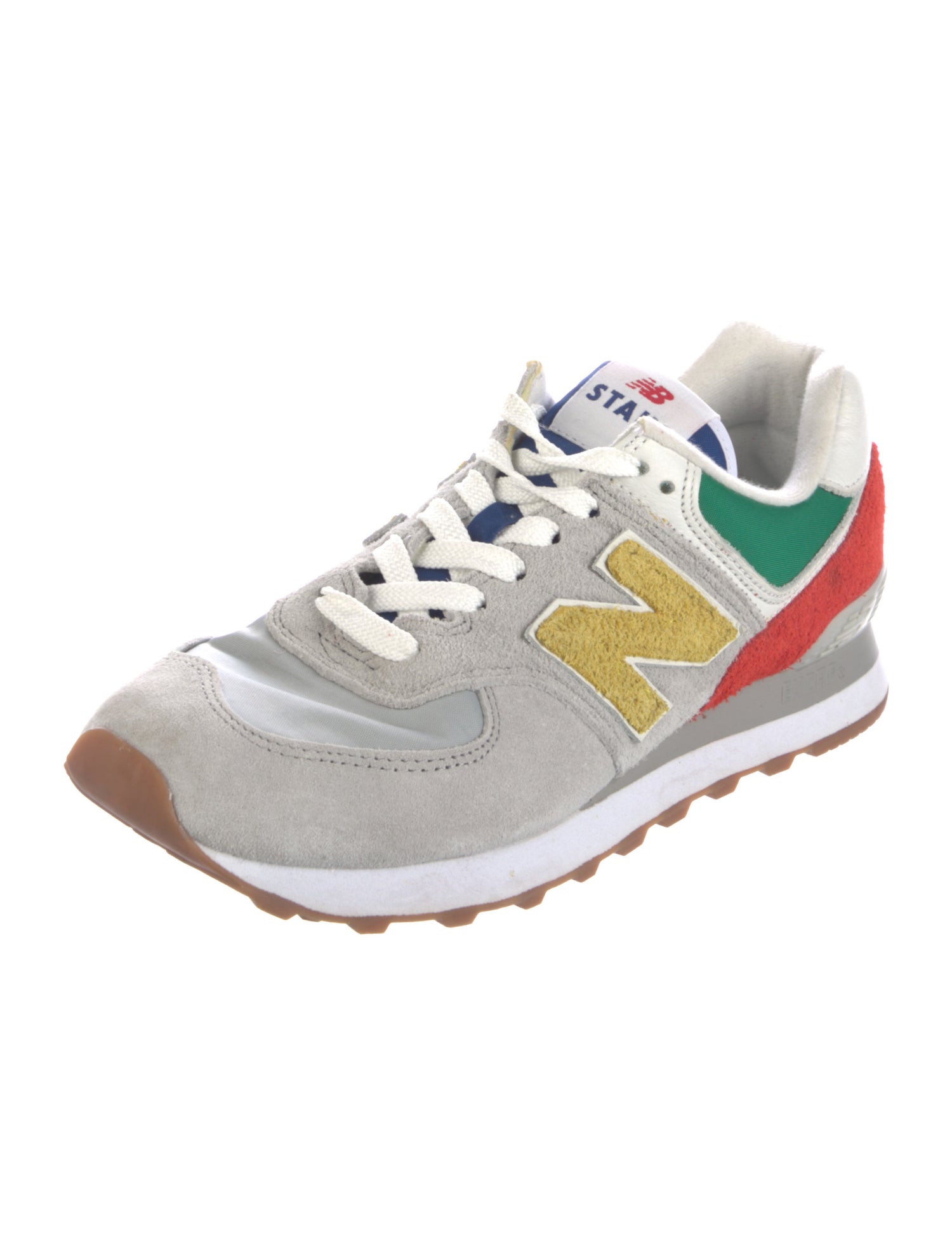 New Balance x Staud Suede Colorblock Pattern Athletic Sneakers