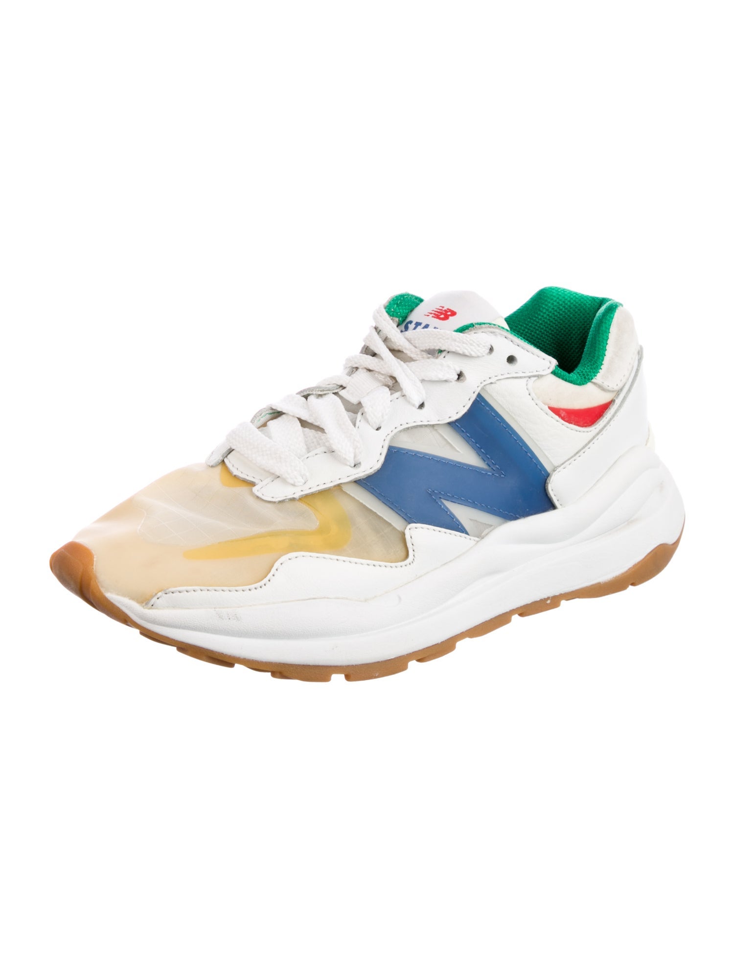 New Balance x Staud Leather Colorblock Pattern Athletic Sneakers