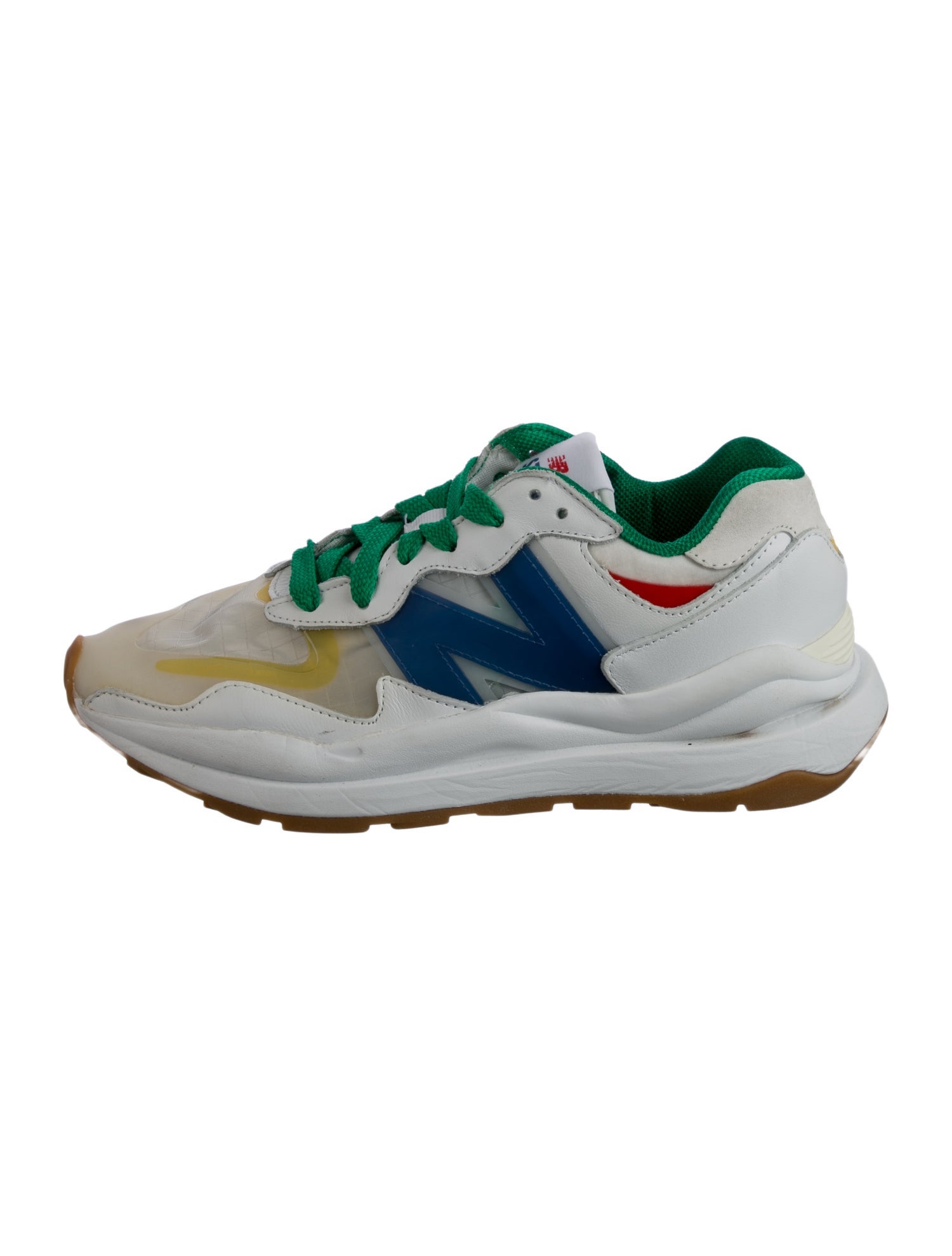 New Balance x Staud Leather Plaid Print Athletic Sneakers