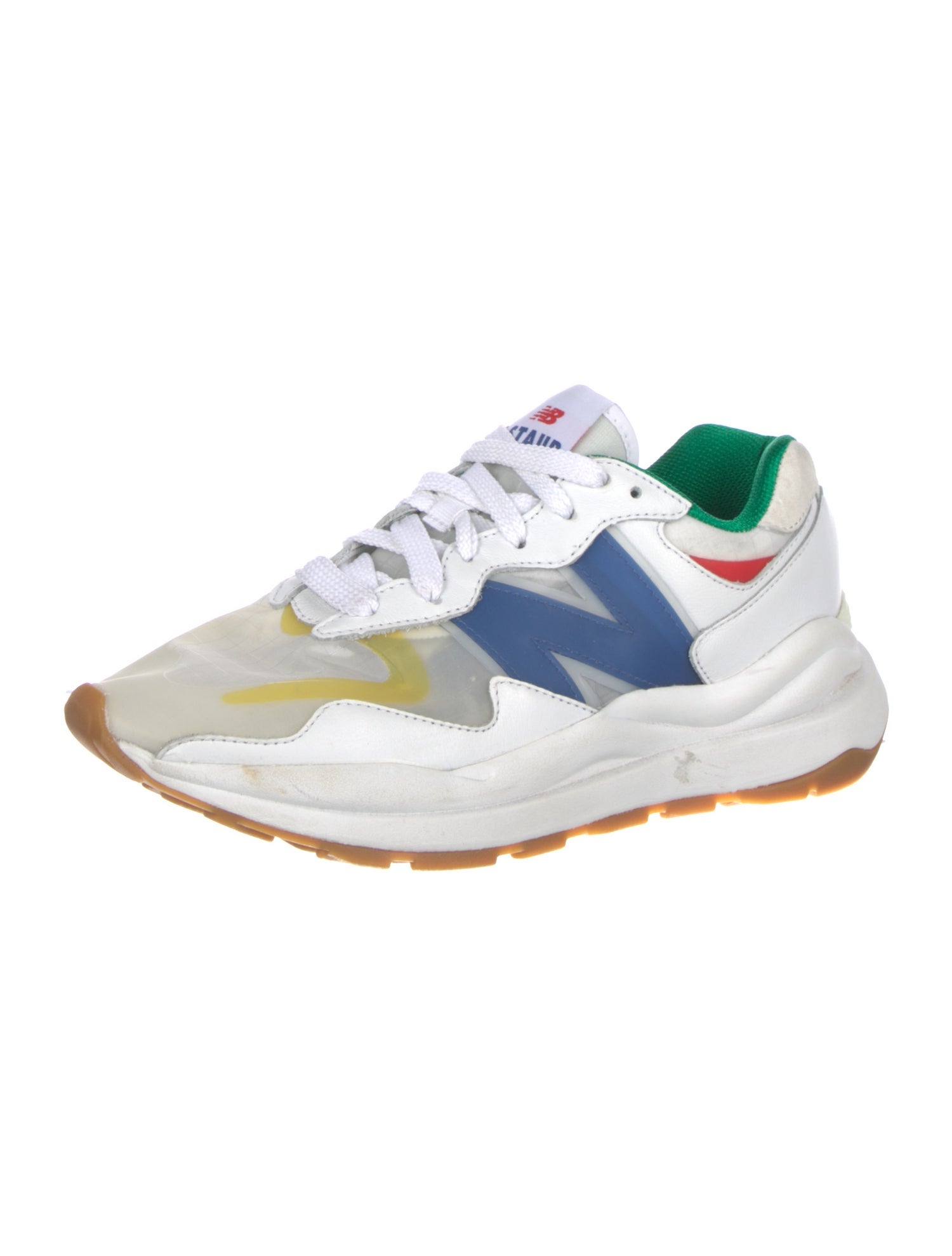 New Balance x Staud Leather Graphic Print Athletic Sneakers