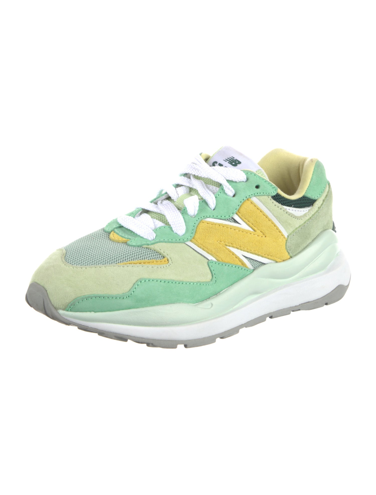 New Balance x Staud Suede Colorblock Pattern Athletic Sneakers