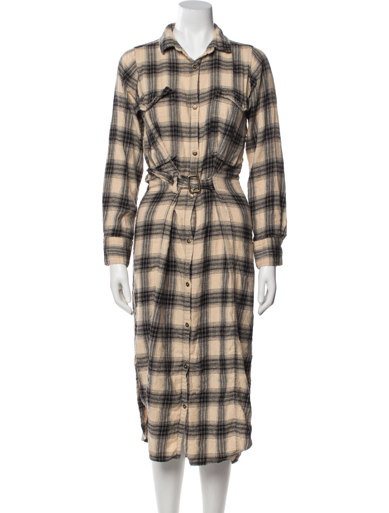 Nicholas K Plaid Print Midi Length Dress