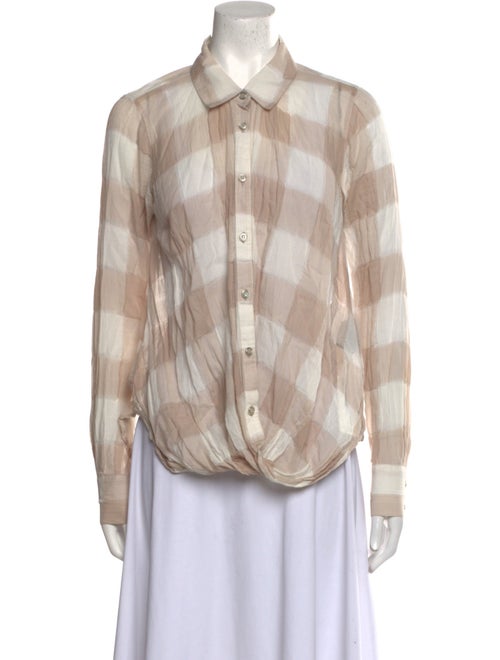 Nicholas K Plaid Print Long Sleeve Button-Up Top