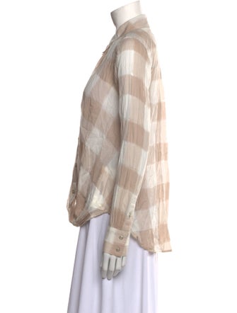 Nicholas K Plaid Print Long Sleeve Button-Up Top