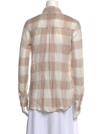 Nicholas K Plaid Print Long Sleeve Button-Up Top