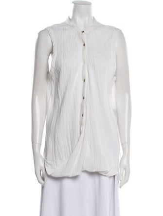 Nicholas K Mock Neck Sleeveless Button-Up Top