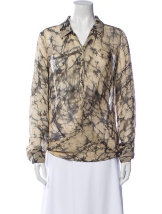 Nicholas K Printed Long Sleeve Button-Up Top