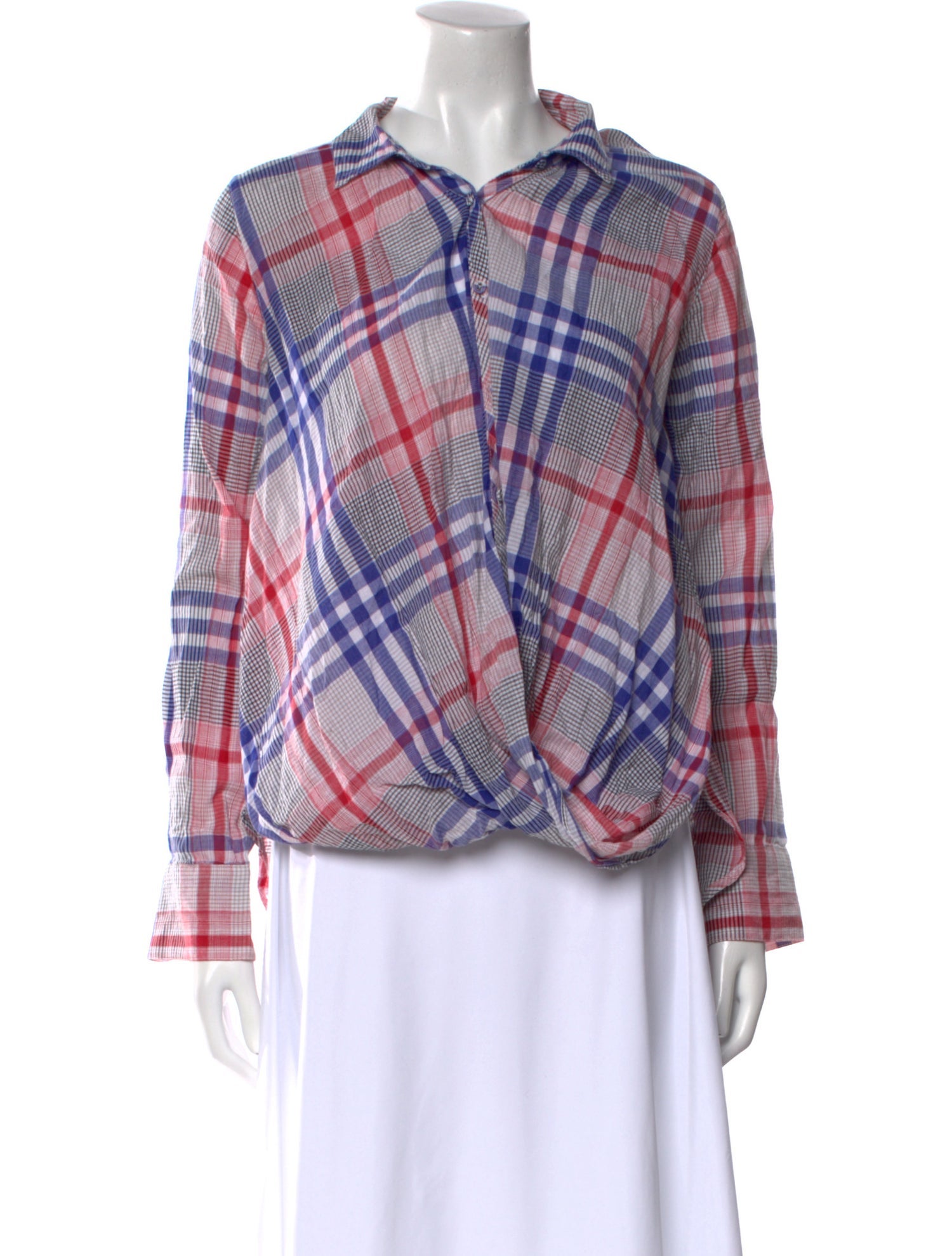 Nicholas K Plaid Print Long Sleeve Button-Up Top