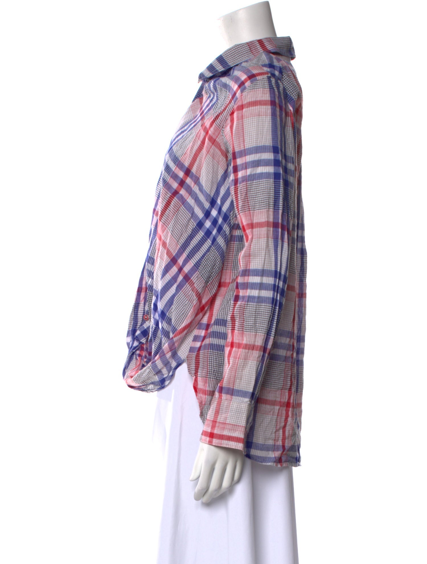 Nicholas K Plaid Print Long Sleeve Button-Up Top