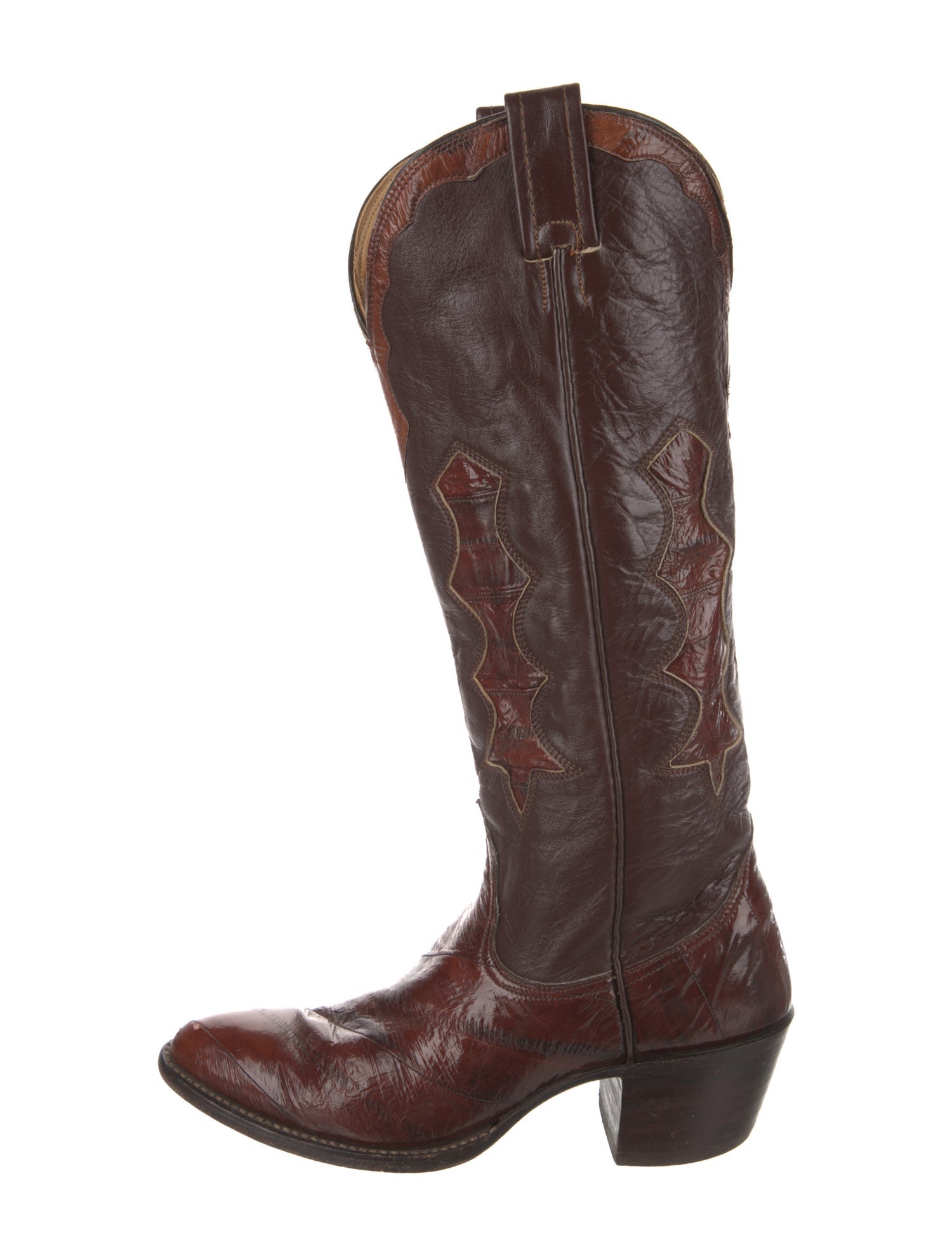 Nocona Boots Eel Skin Embroidered Accent Western Boots