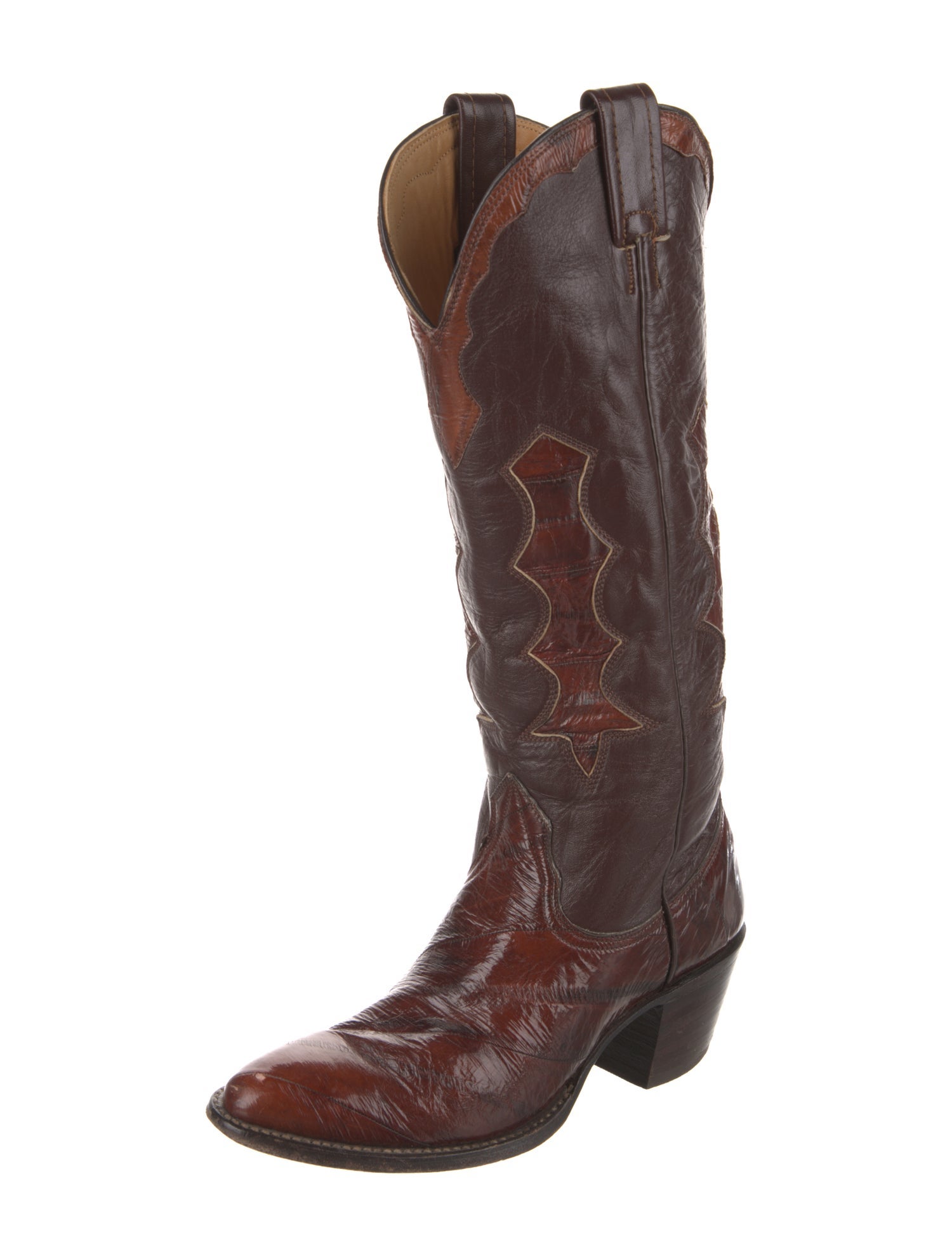 Nocona Boots Eel Skin Embroidered Accent Western Boots
