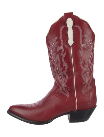 Nocona Boots Leather Colorblock Pattern Western Boots