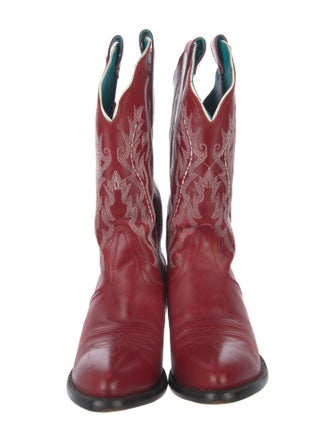 Nocona Boots Leather Colorblock Pattern Western Boots