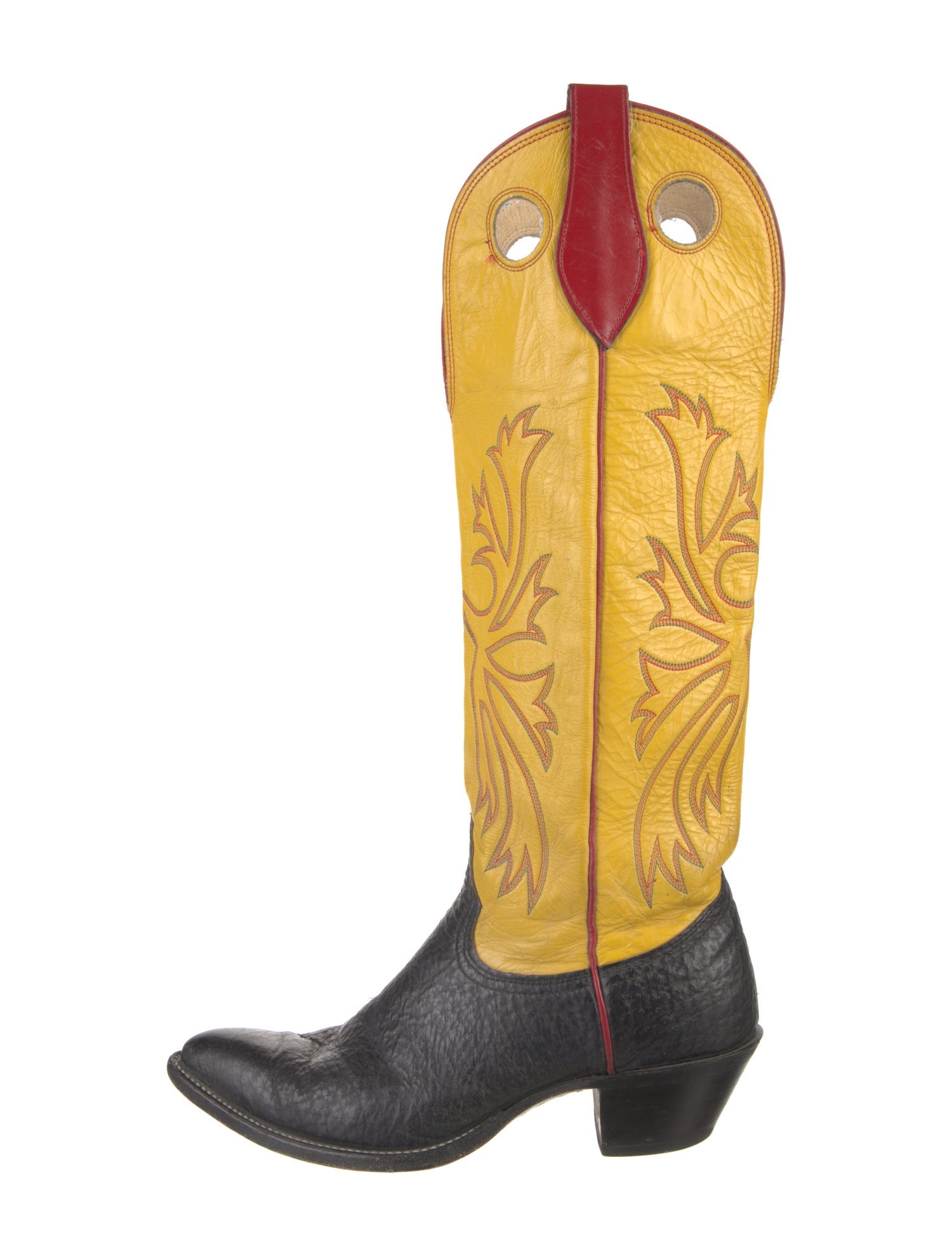 Nocona Boots Leather Colorblock Pattern Western Boots