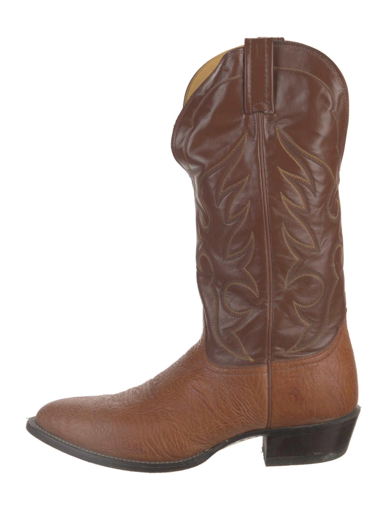 Nocona Boots Leather Colorblock Pattern Western Boots