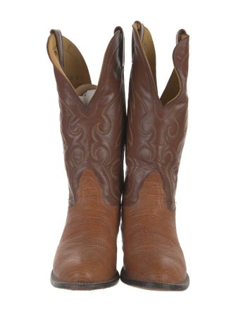 Nocona Boots Leather Colorblock Pattern Western Boots