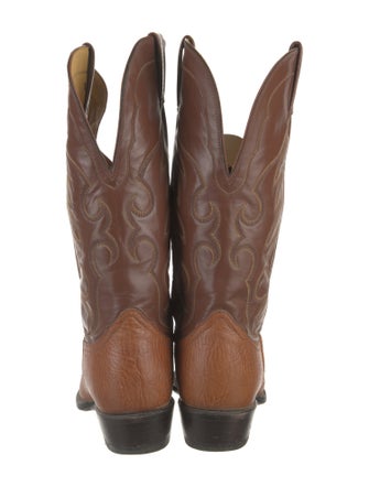 Nocona Boots Leather Colorblock Pattern Western Boots
