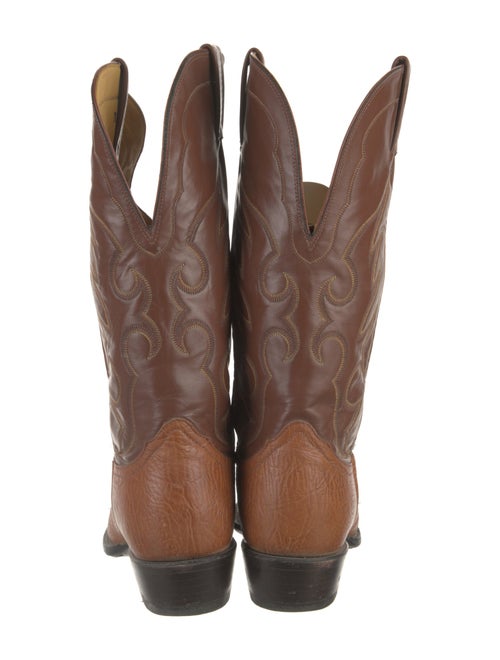 Nocona Boots Leather Colorblock Pattern Western Boots