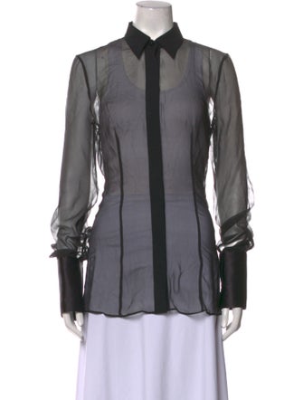 Nensi Dojaka Silk Long Sleeve Button-Up Top w/ Tags