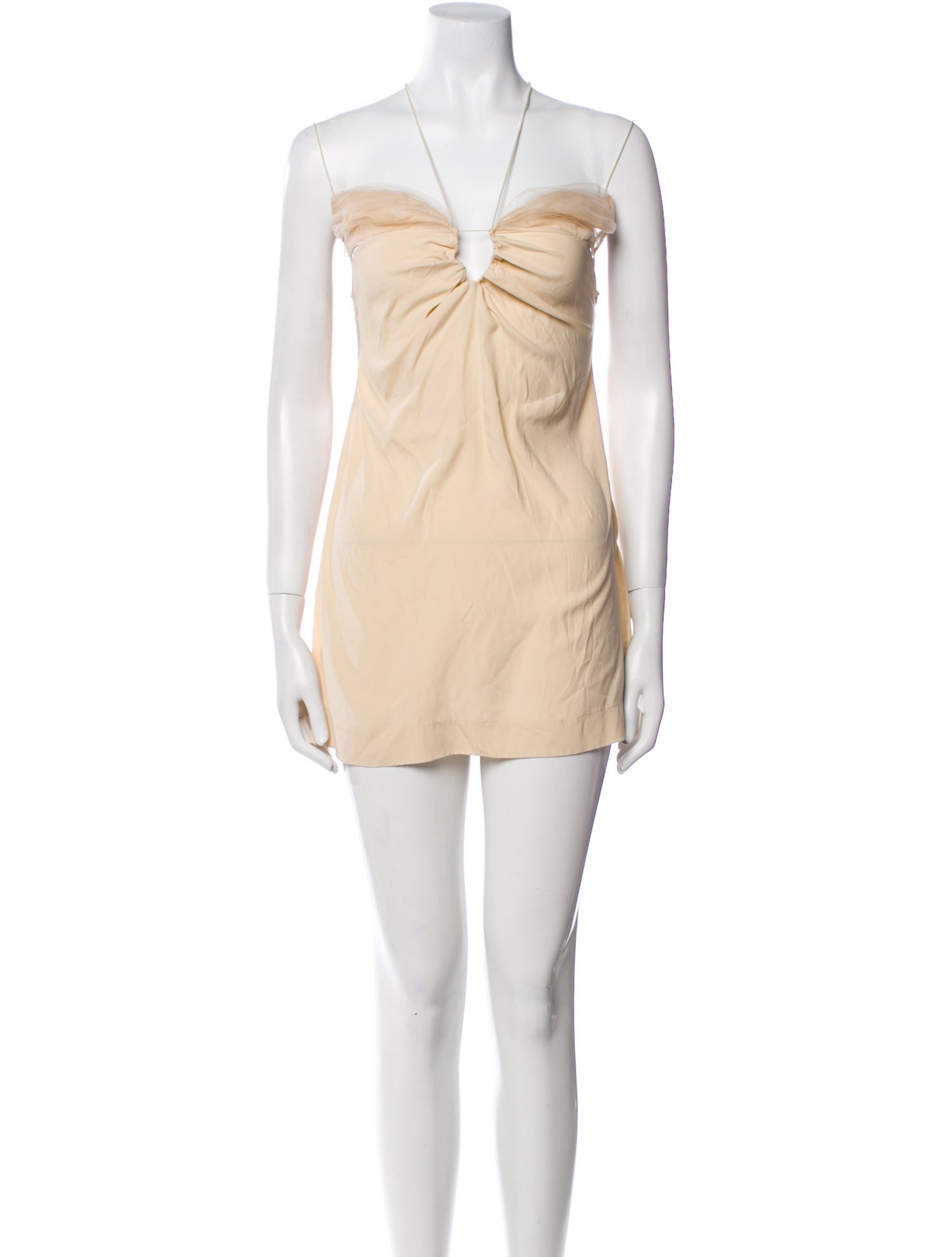 Nensi Dojaka Silk Mesh Accents Nightgown