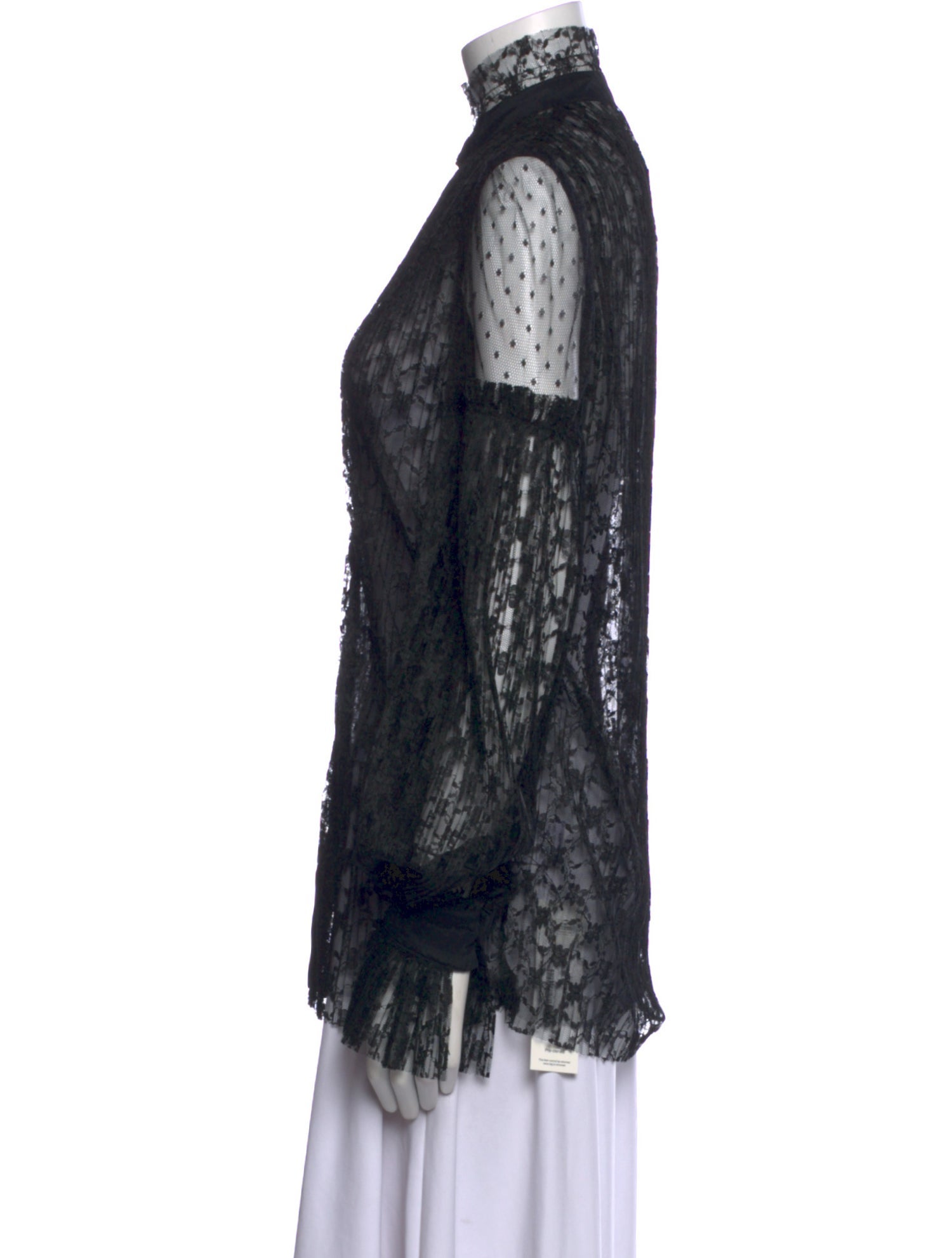 Wandering Lace Pattern Mock Neck Blouse