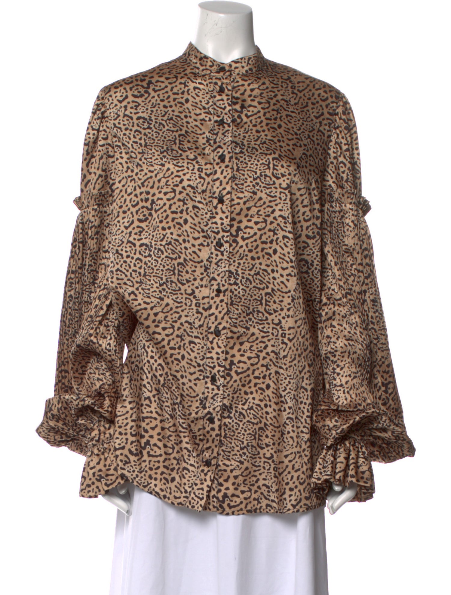 Wandering Animal Print Mock Neck Blouse w/ Tags