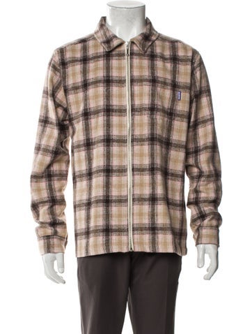Andrew Outerwear Plaid Print Trucker Jacket M