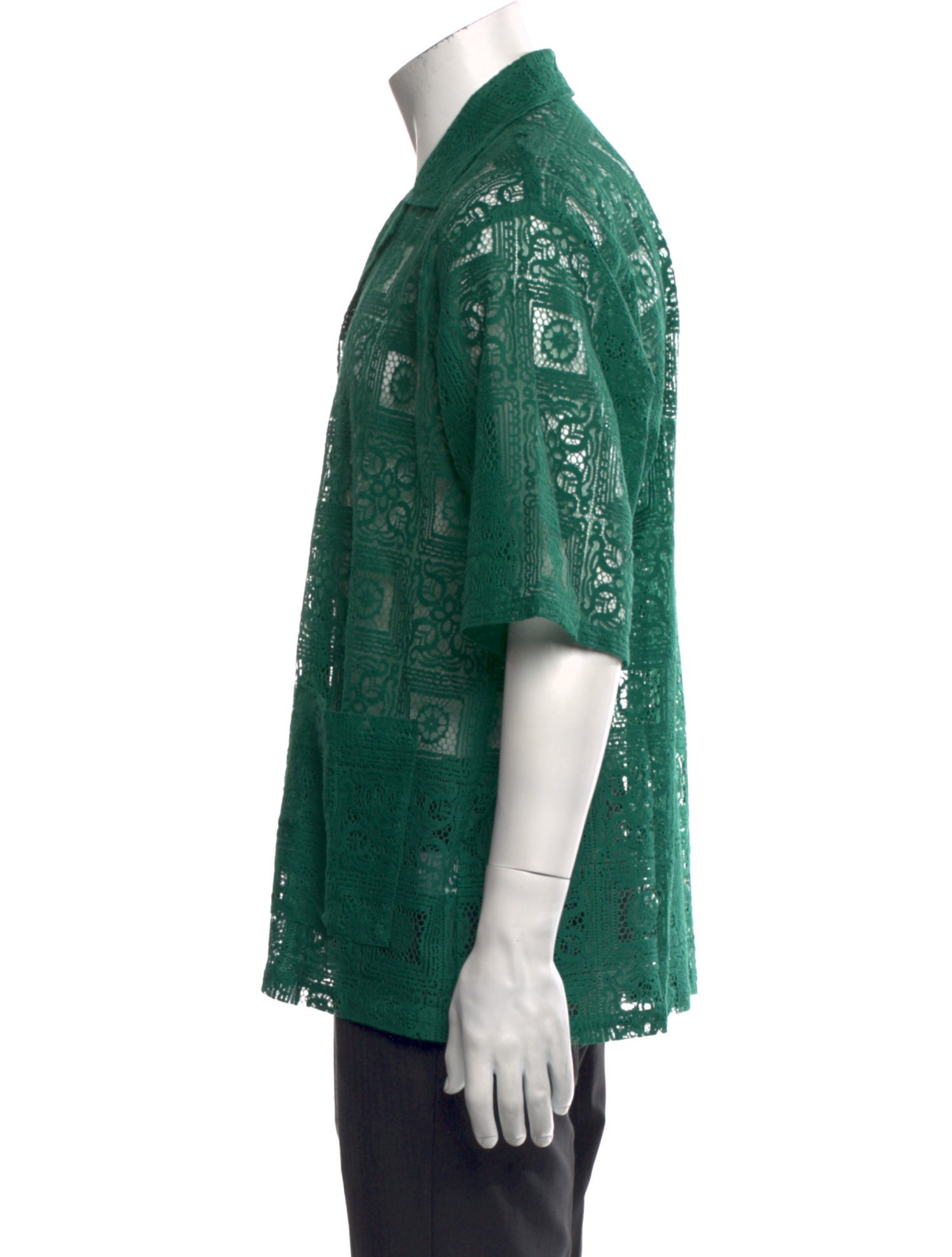 Needles Lace Pattern Three-Quarter Sleeve Shirt