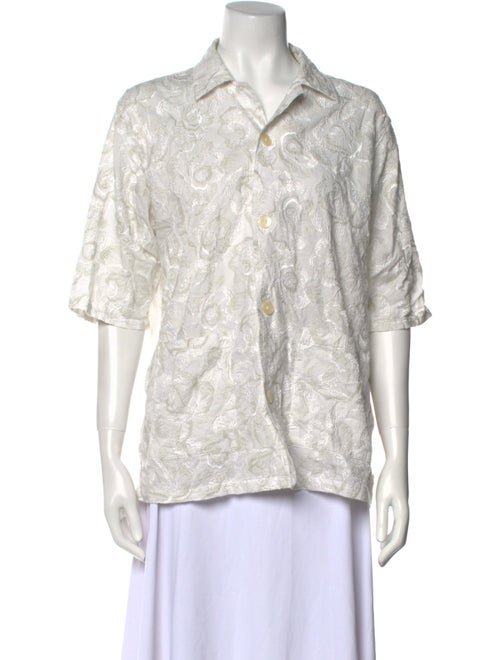 Needles Patterned Three-Quarter Sleeve Button-Up Top