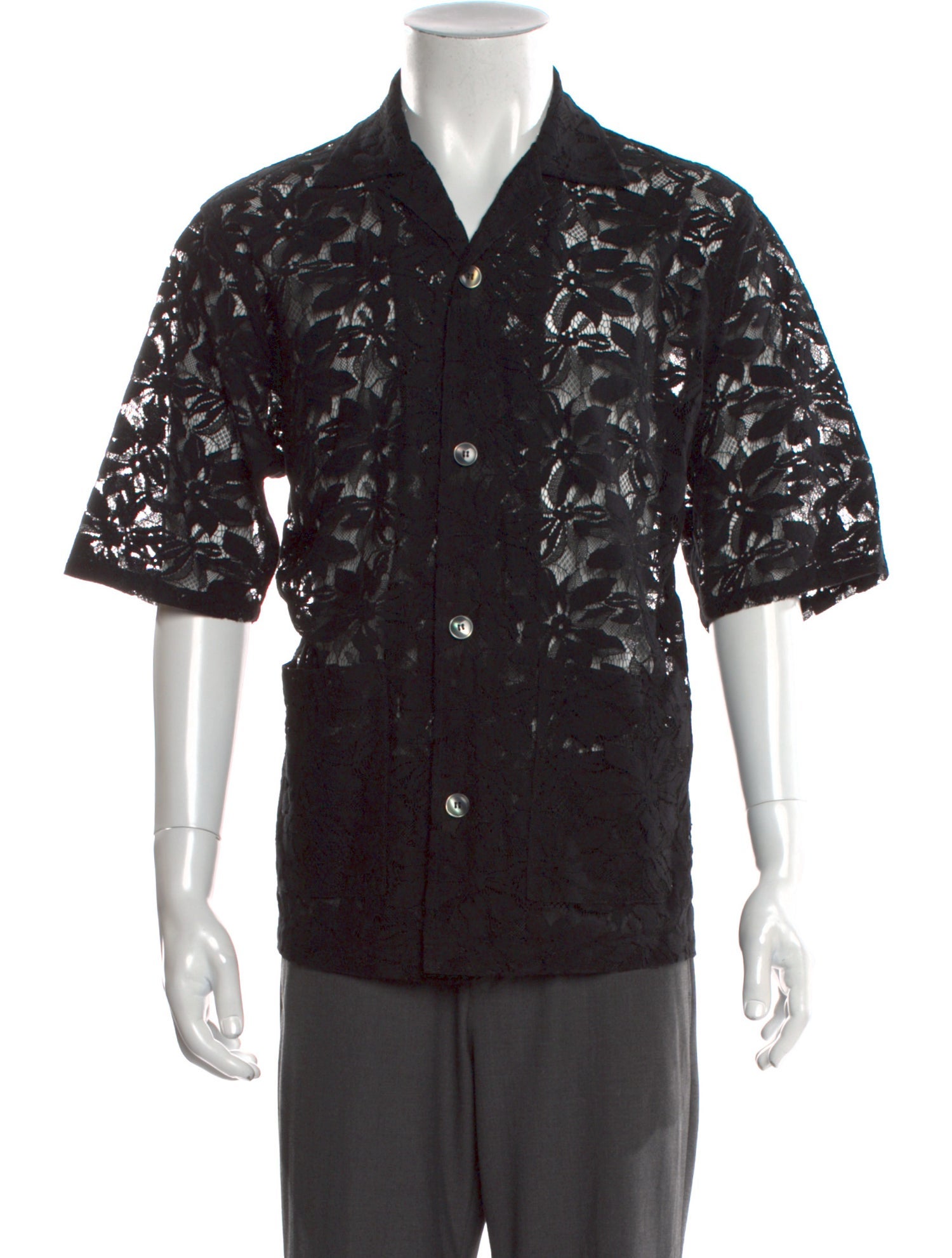 Needles Lace Pattern Short Sleeve Shirt