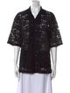 Needles Lace Pattern Short Sleeve Button-Up Top