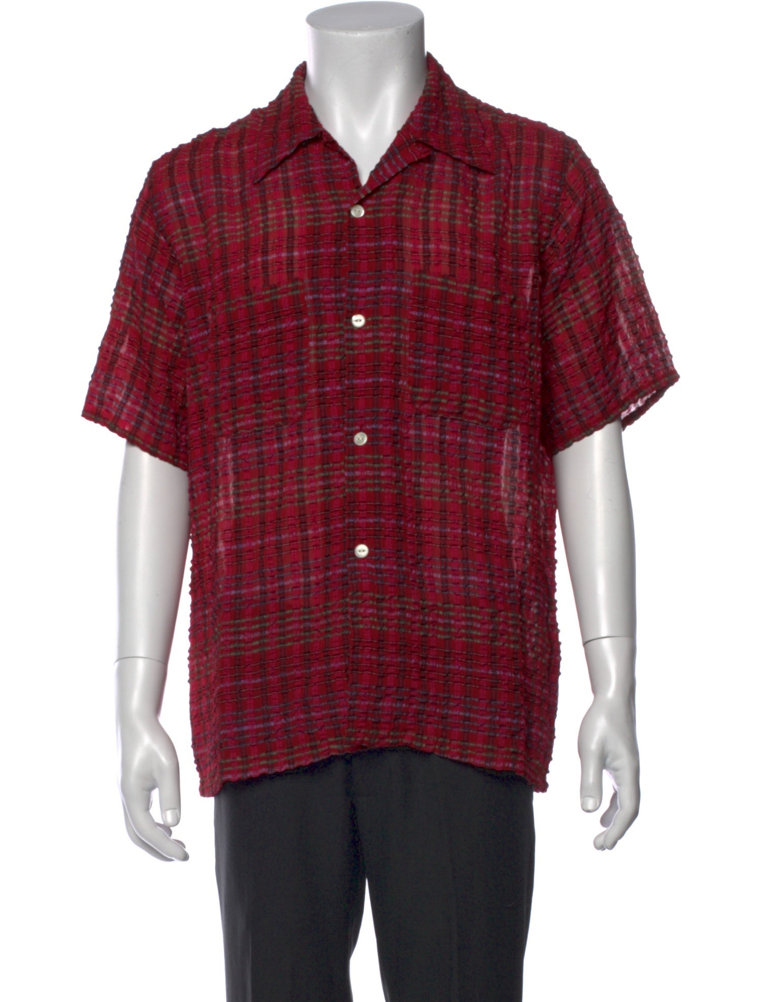 Needles Plaid Print Short Sleeve Shirt