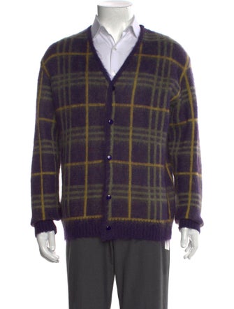 Needles Plaid Print V-Neck Cardigan