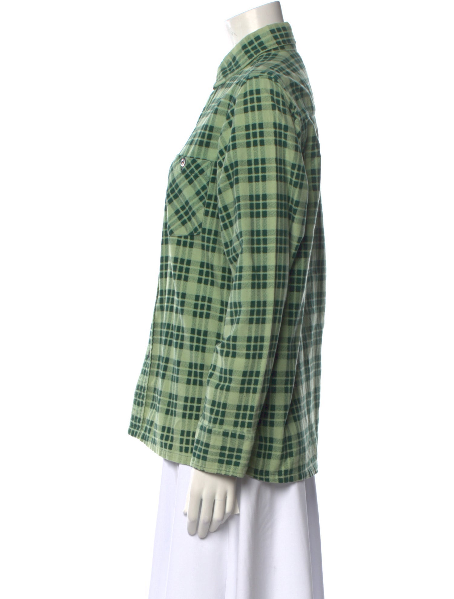 Needles Plaid Print Long Sleeve Button-Up Top