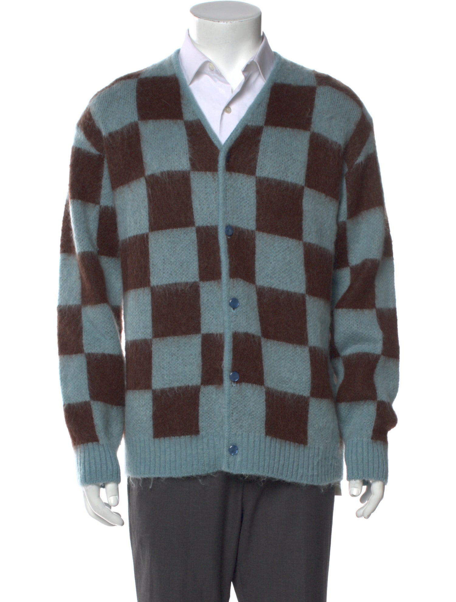 Needles Plaid Print V-Neck Cardigan