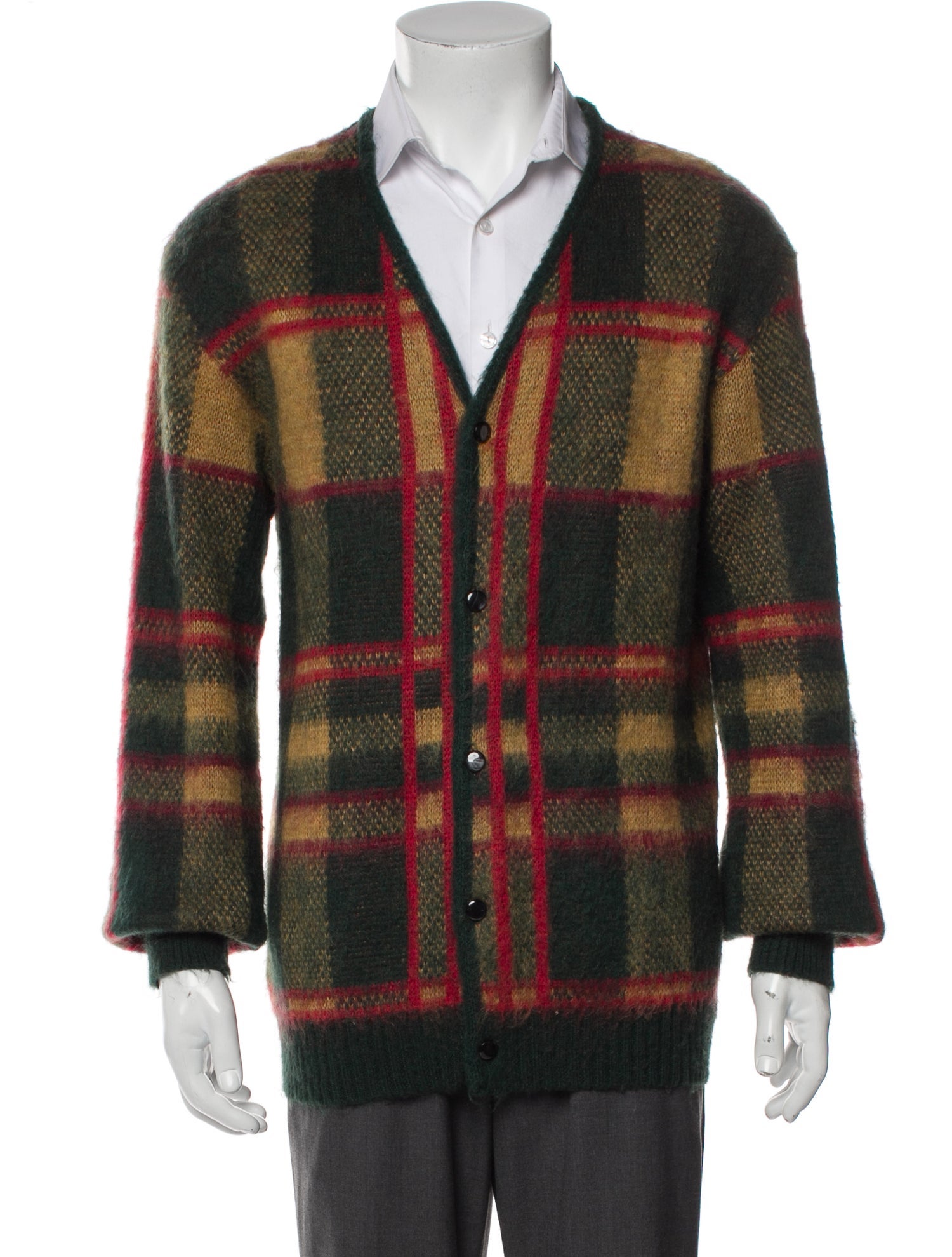 Needles Plaid Print V-Neck Cardigan