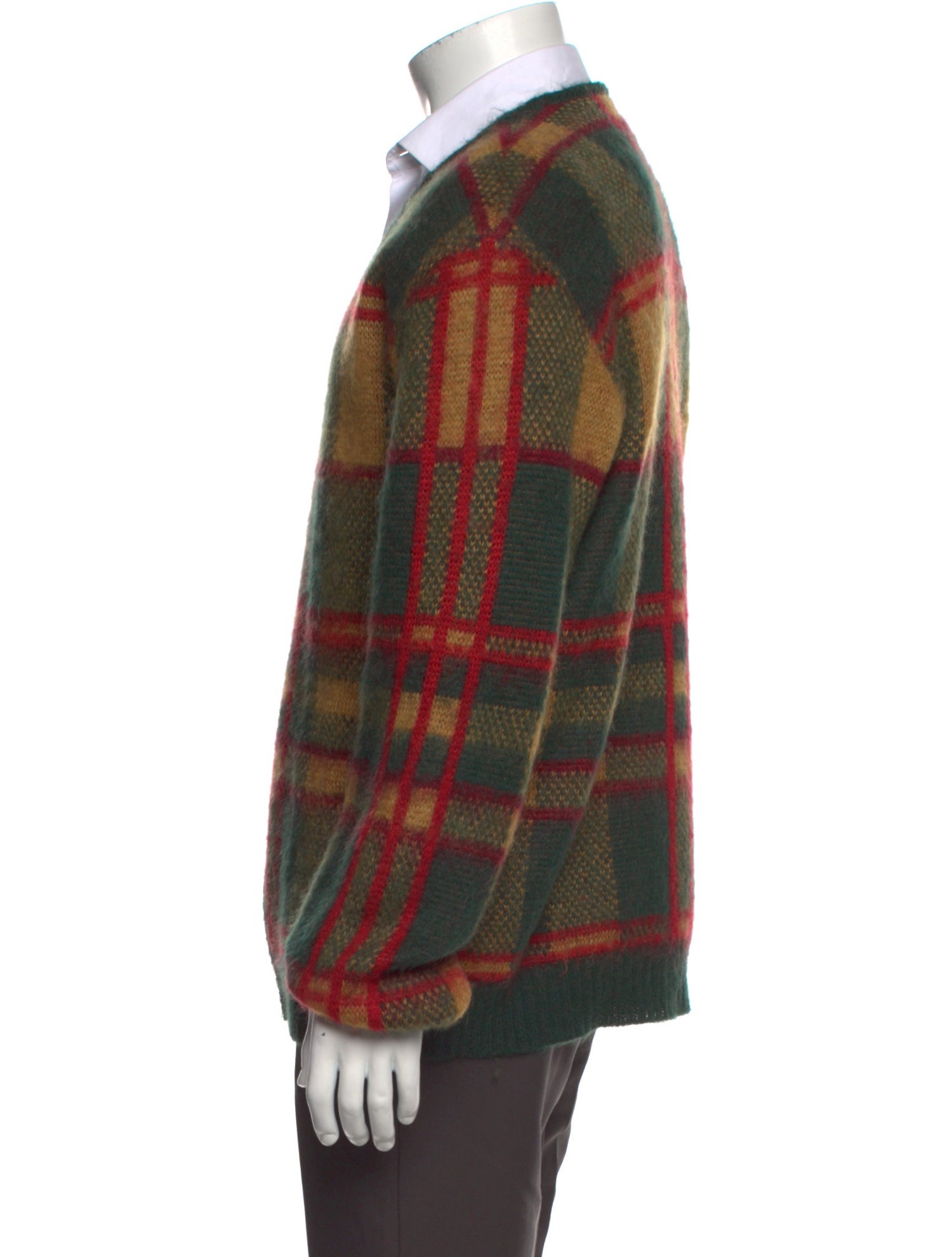 Needles Plaid Print V-Neck Cardigan