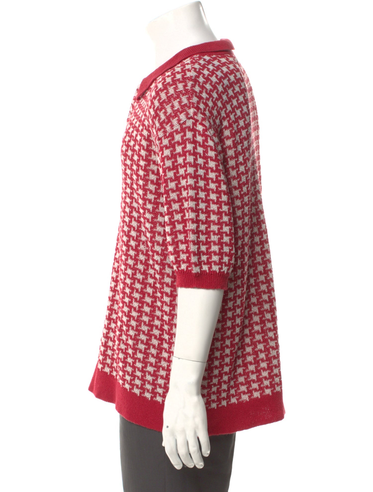 Needles Houndstooth Print Crew Neck Polo Shirt