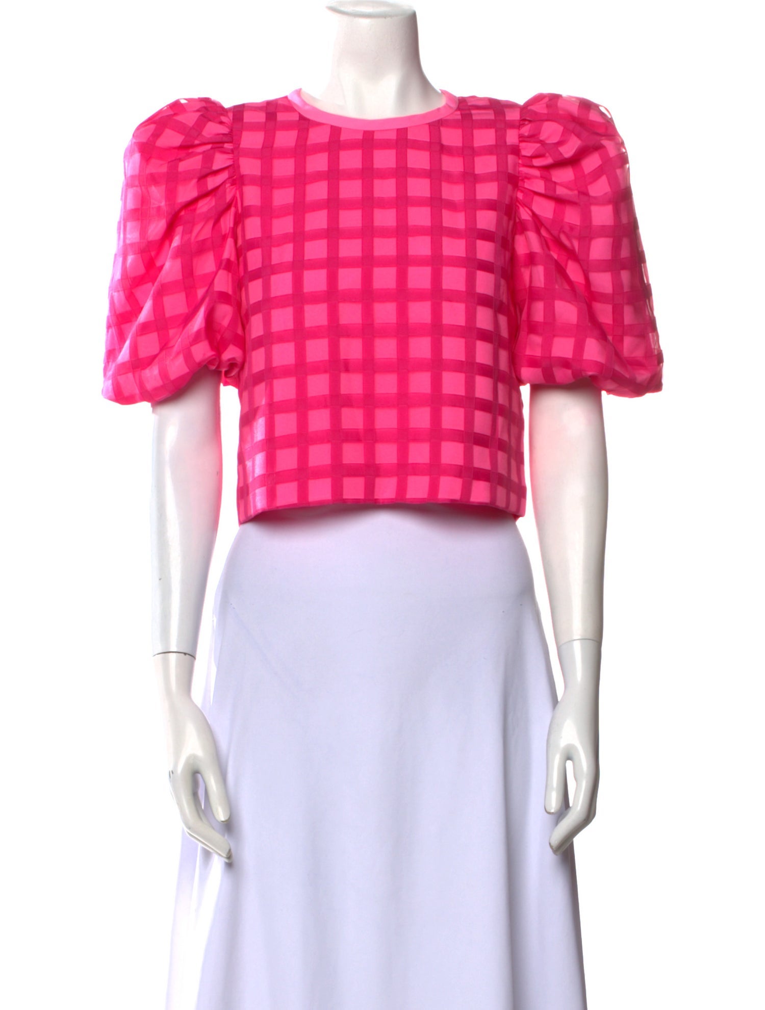 Neubyrne Plaid Print Crew Neck Crop Top