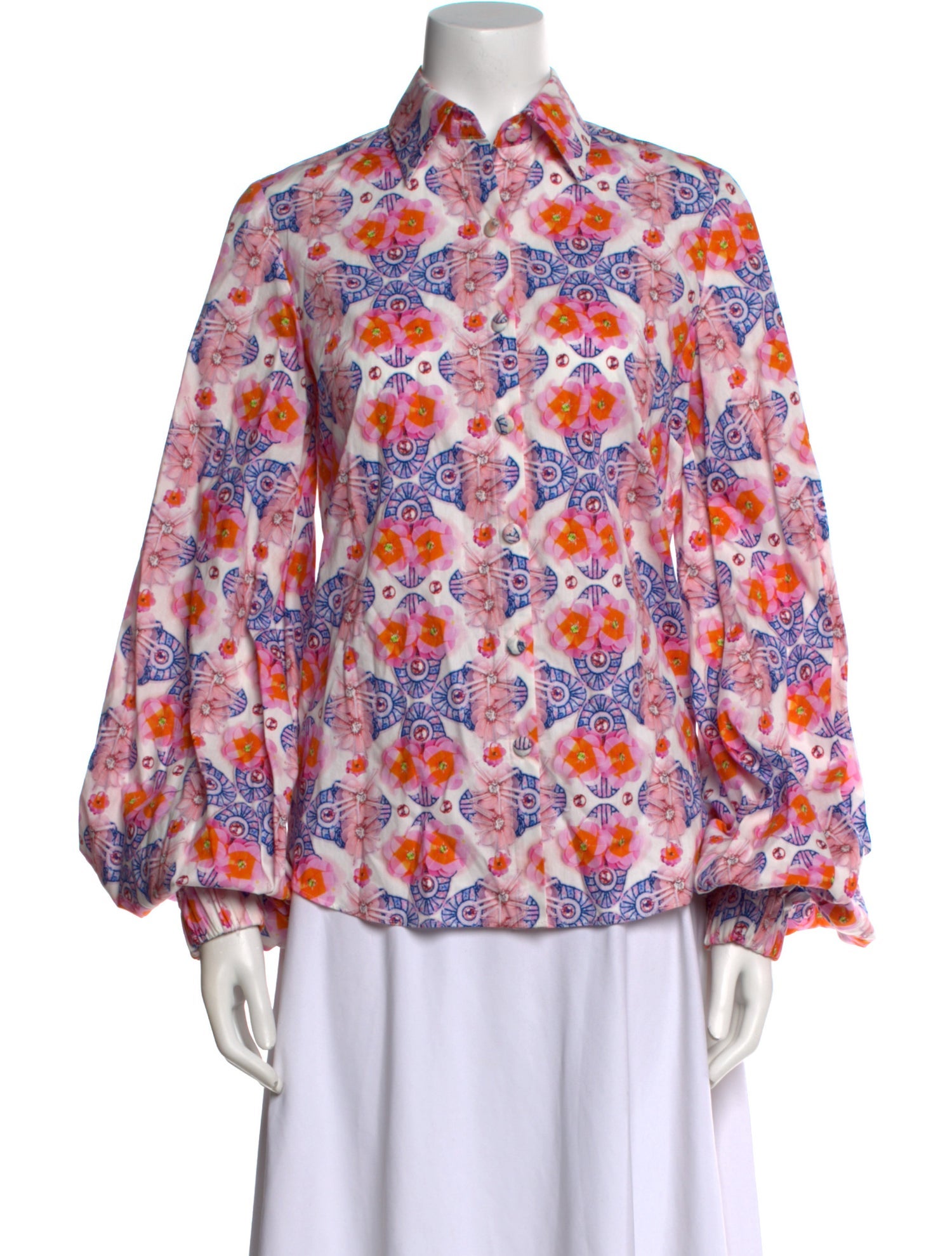 Neubyrne Printed Long Sleeve Button-Up Top