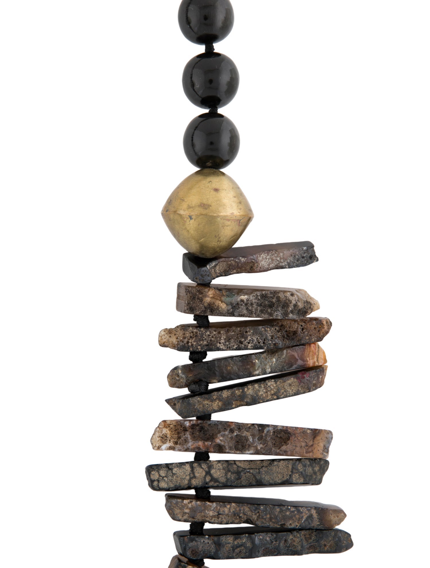 Nest Jewelry Horn & Stone Strand Collar Necklace