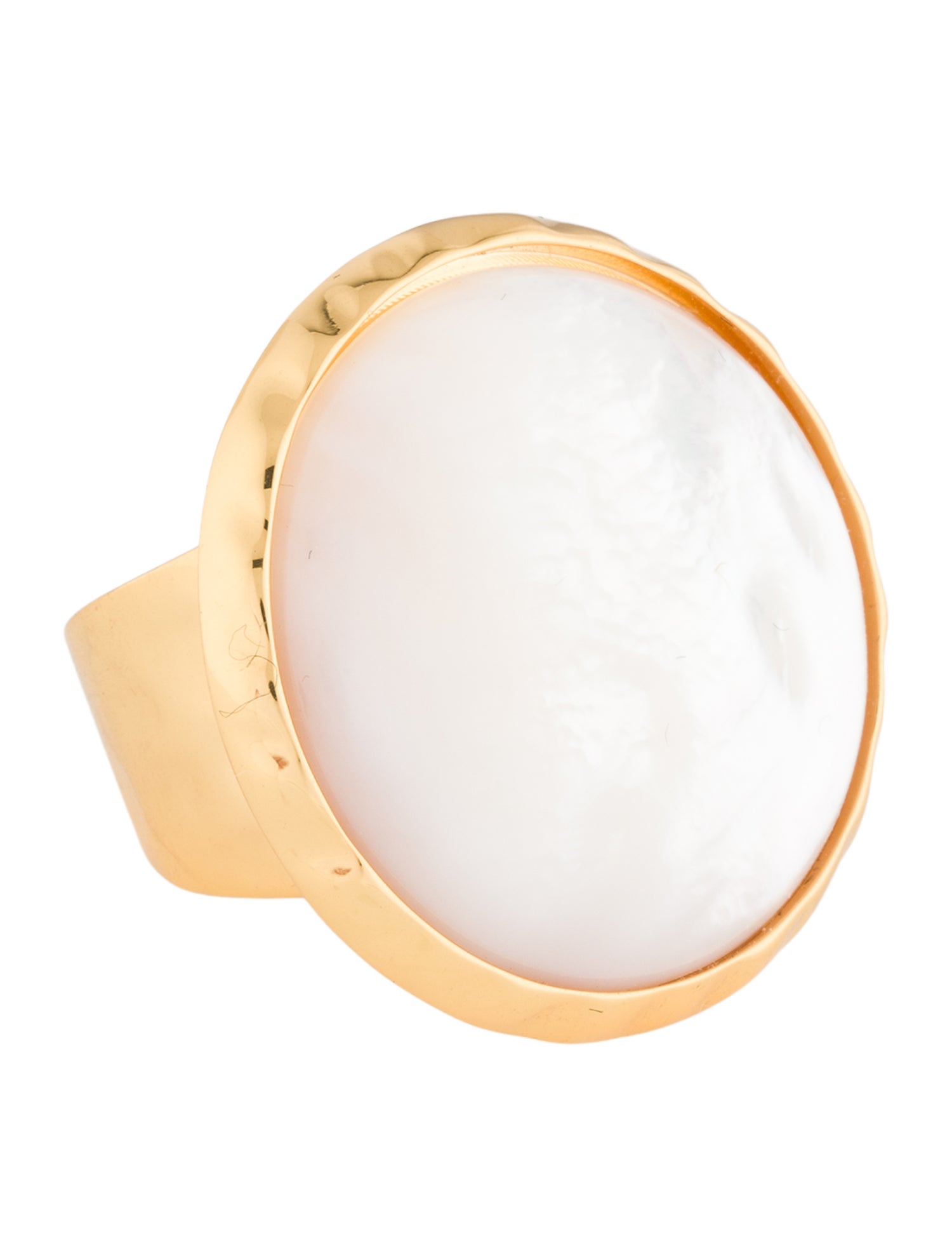 Nest Jewelry Mother Of Pearl Hammered Adjustable Cocktail Ring