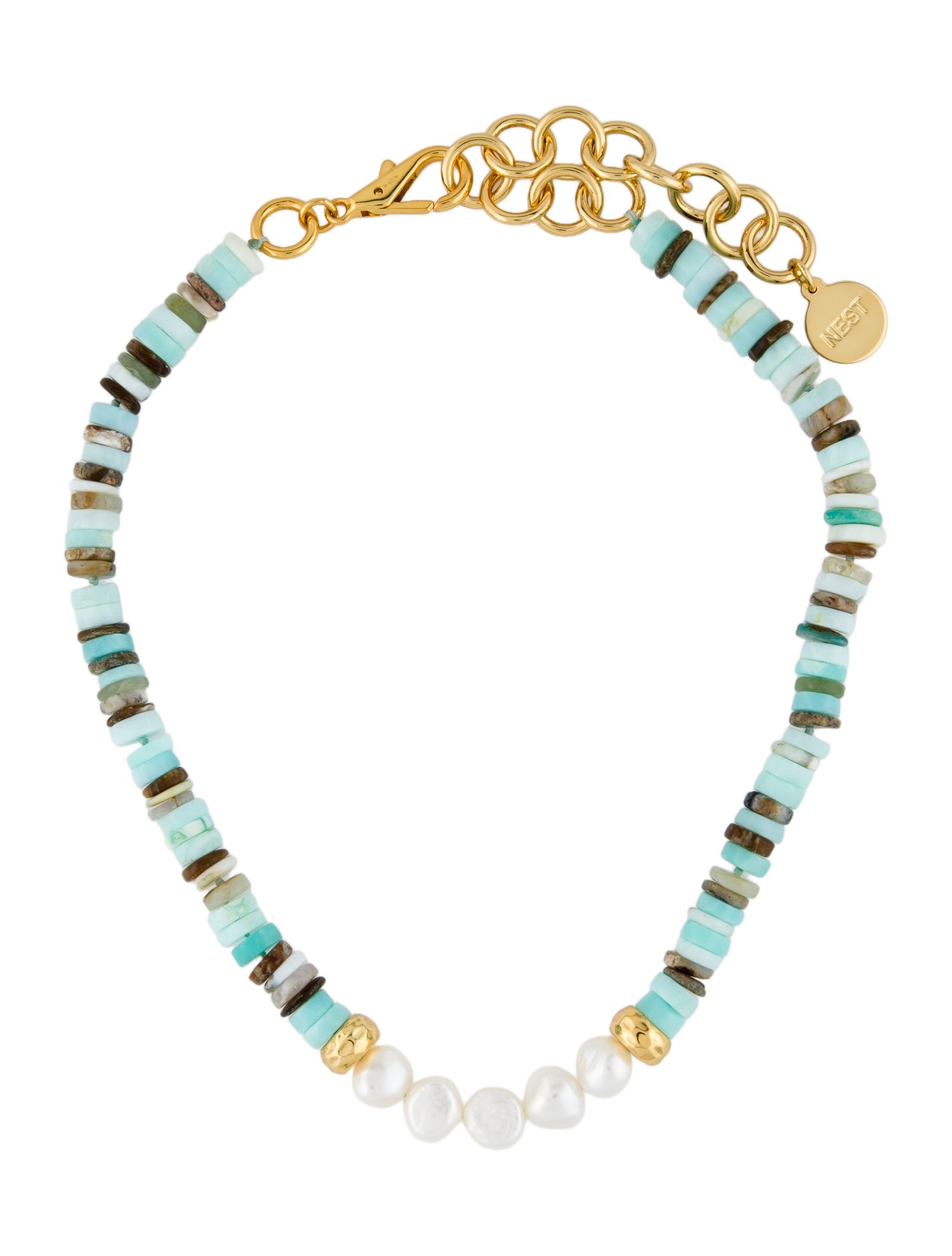 Nest Jewelry Multi-Stone & Pearl Bead Strand Necklace