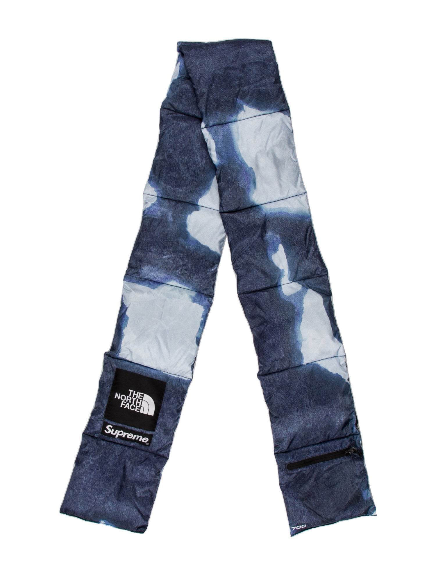 The North Face x Supreme Bleached Denim Print 700-Fill Down Nylon Scarf w/ Tags
