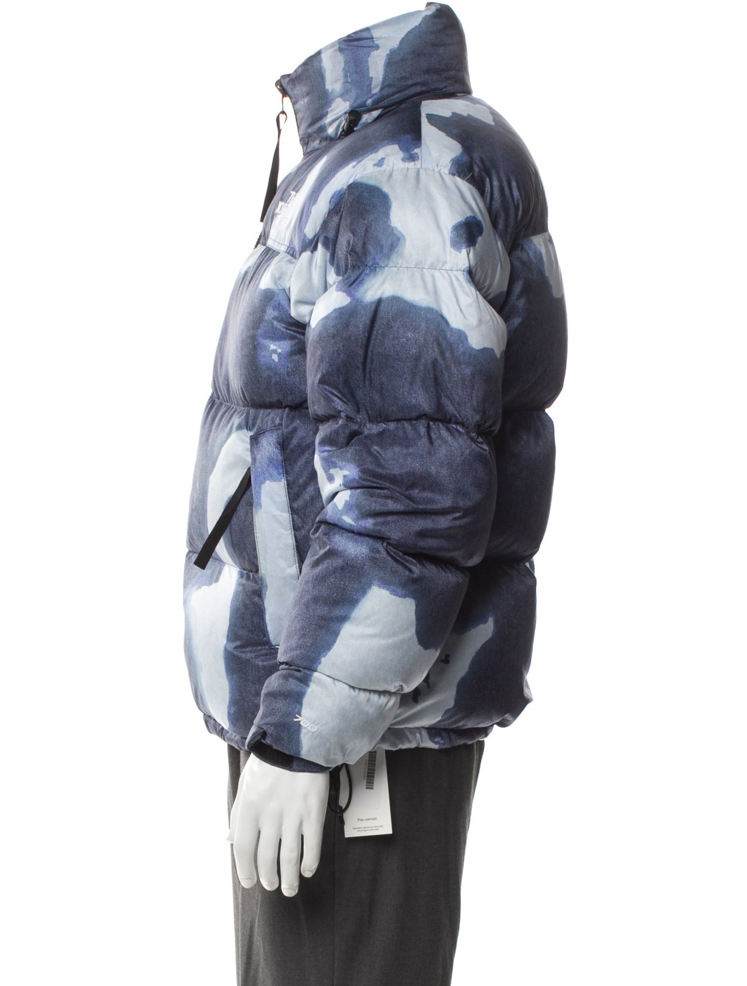 The North Face x Supreme 700 Fill Nuptse Bleached Denim Tie-Dye Print Puffer Coat