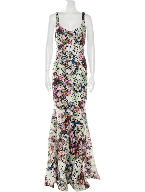 Nicole Miller Floral Print Long Dress