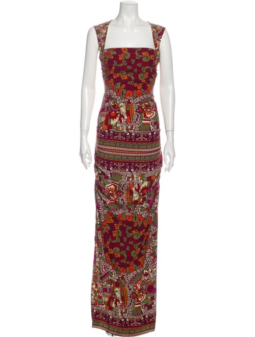 Nicole Miller Silk Long Dress Orange