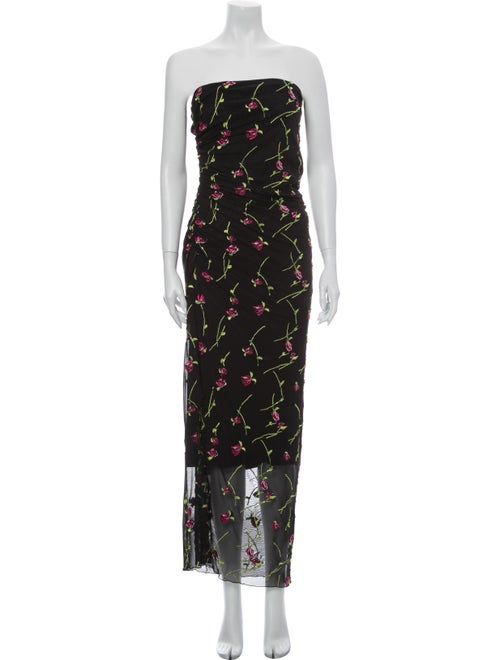 Nicole Miller Floral Print Long Dress Black