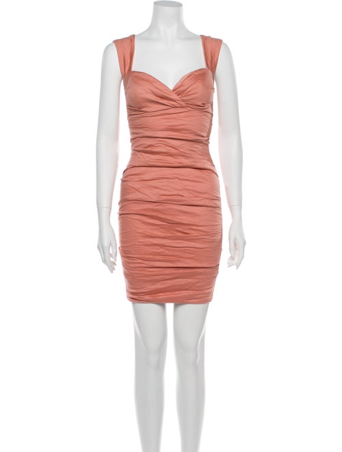 Nicole Miller Square Neckline Mini Dress Pink