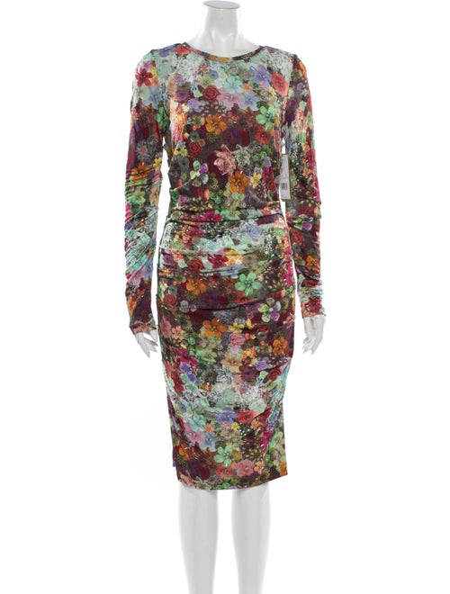 Nicole Miller Floral Print Midi Length Dress w/ Ta